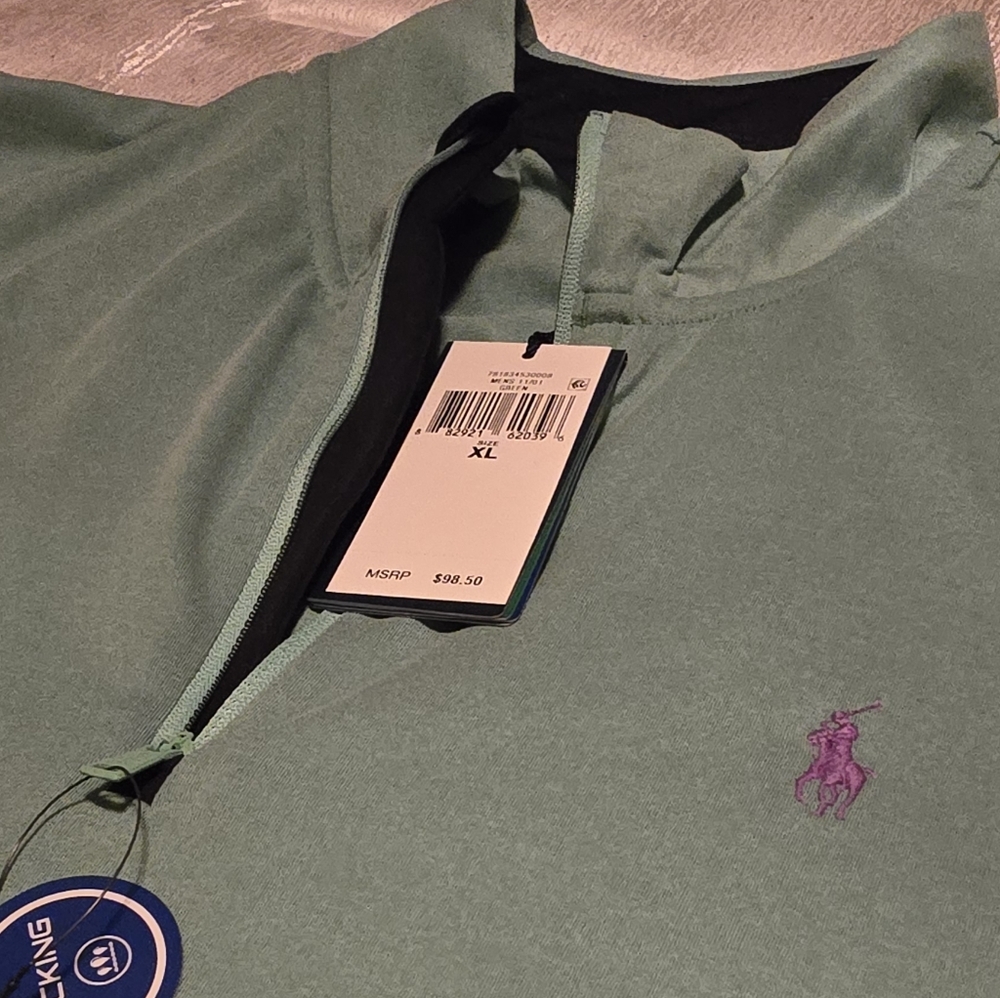 Polo Golf Ralph Lauren Mens Quarter Zip Performance Golf Pullover Top - XL - Picture 3 of 9